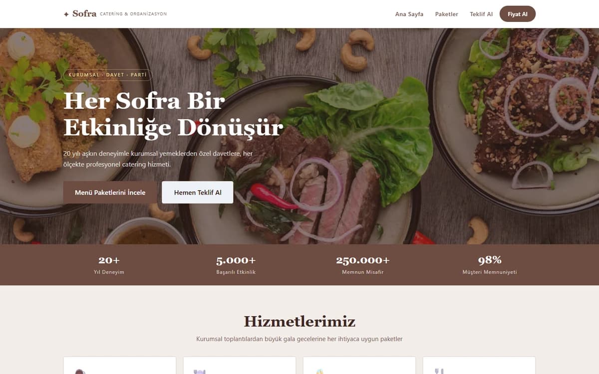 Catering & Organizasyon — Etkinlik Yemek Hizmeti ekran görüntüsü