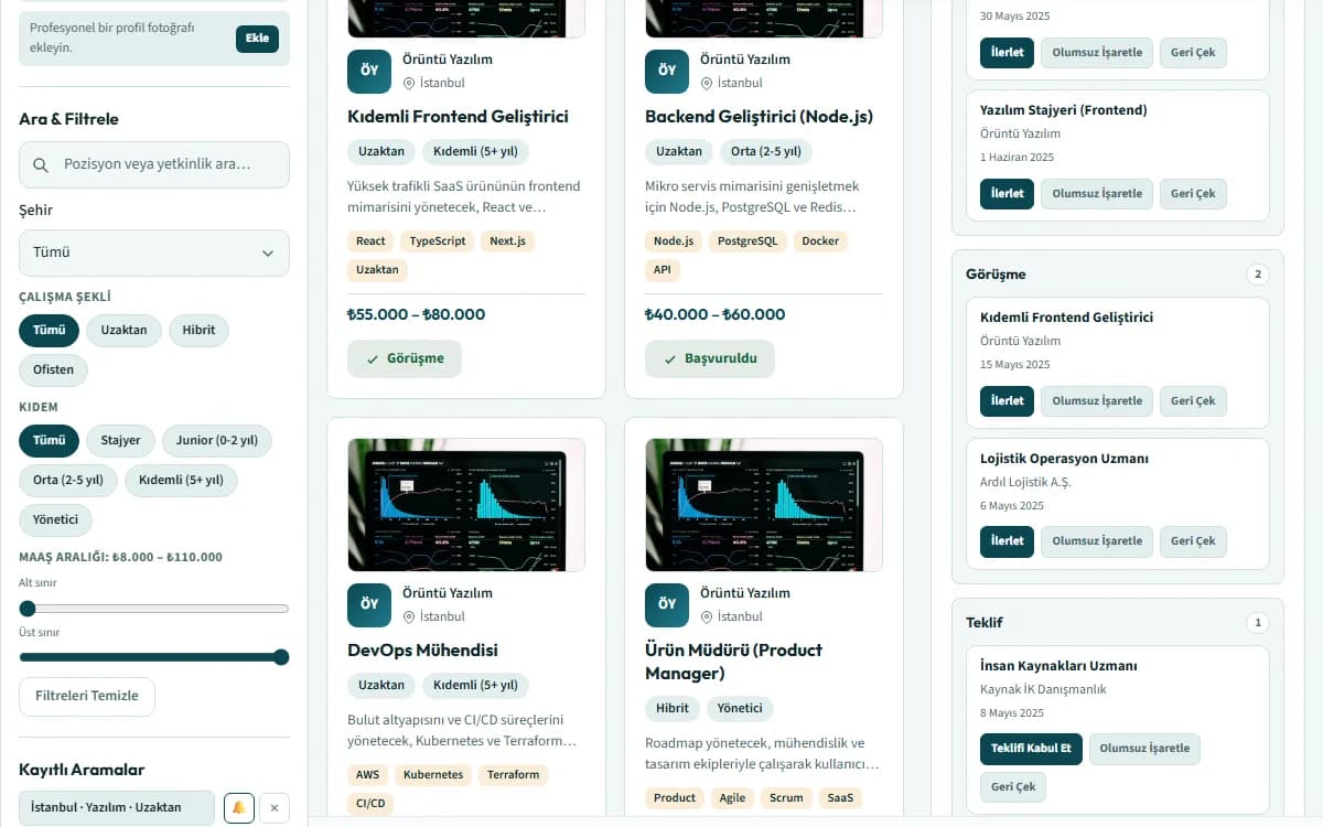İş İlanları — Kariyer ve Başvuru Takip Platformu ekran görüntüsü