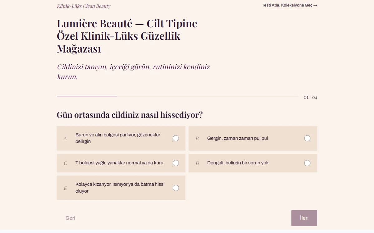 Kozmetik & Güzellik — Klinik-Lüks Cilt Bakım Mağazası ekran görüntüsü