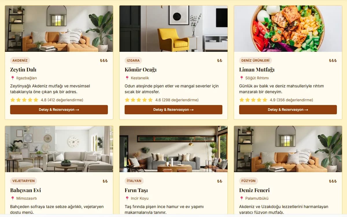 Restoran Rezervasyon — Masa ve Menü Keşfi ekran görüntüsü
