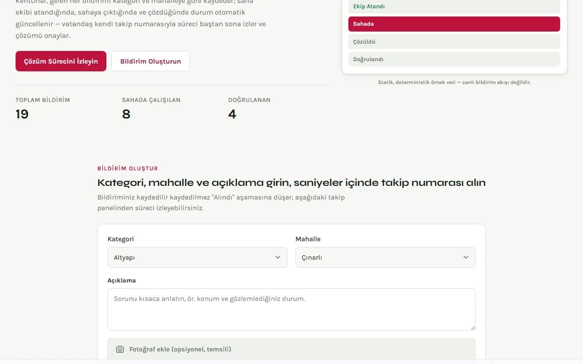 Şikayet & Talep — Vatandaş Geri Bildirim Sistemi ekran görüntüsü