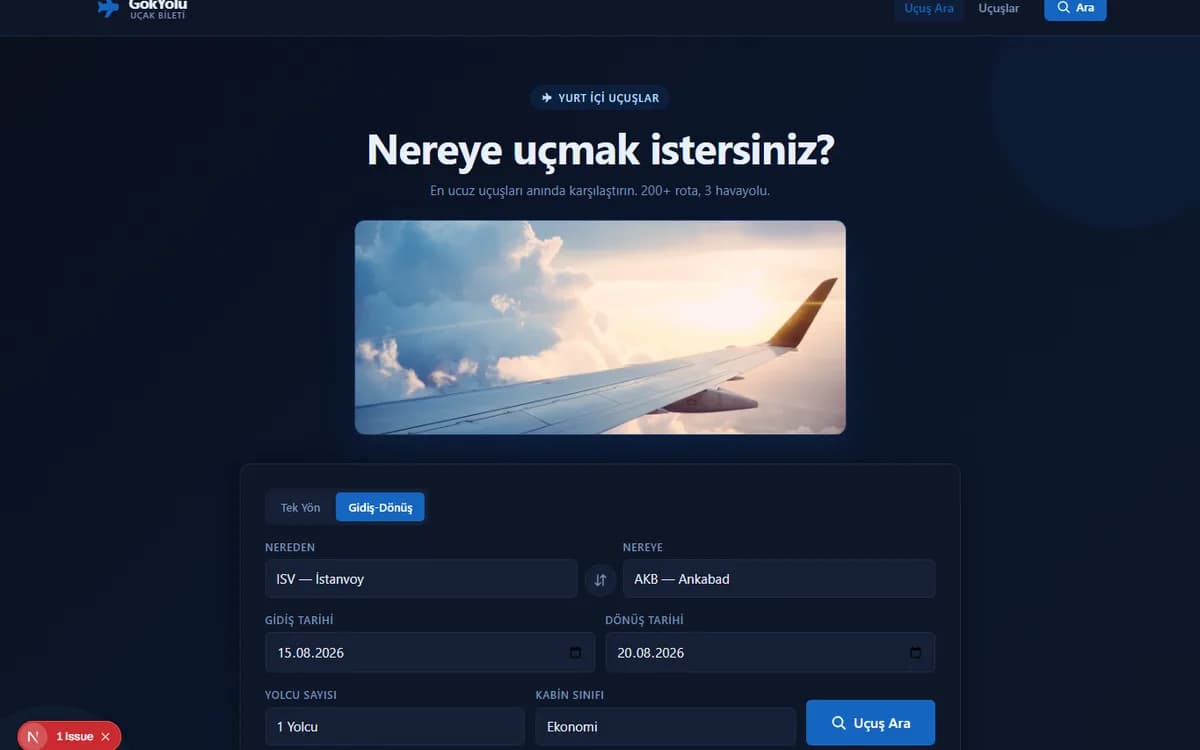 Uçak Bileti — Uçuş Arama & Rezervasyon ekran görüntüsü