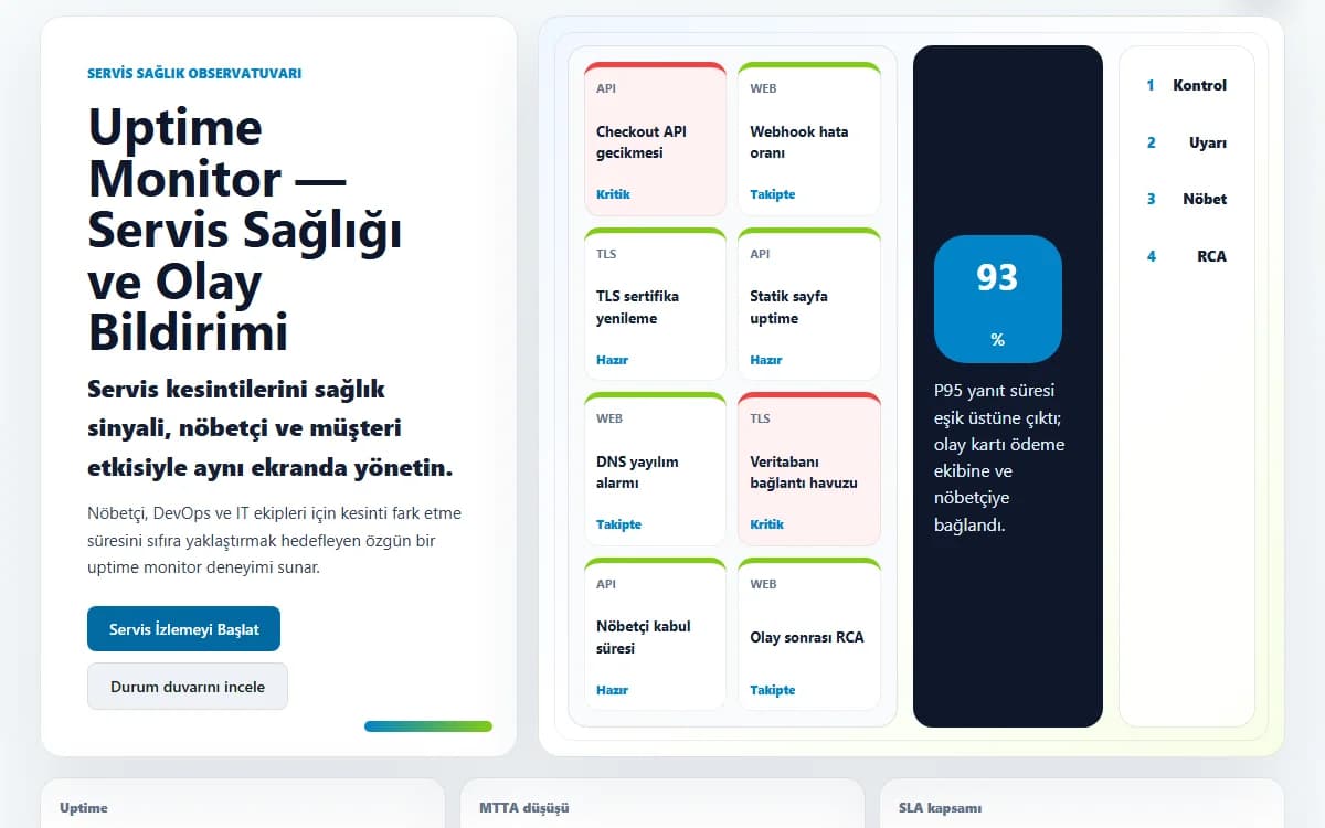 Uptime Monitor — Servis Sağlığı ve Olay Bildirimi ekran görüntüsü