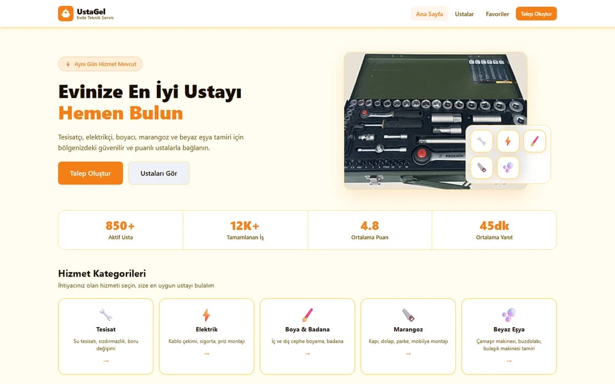 Usta & Tamir — Evde Teknik Servis ekran görüntüsü