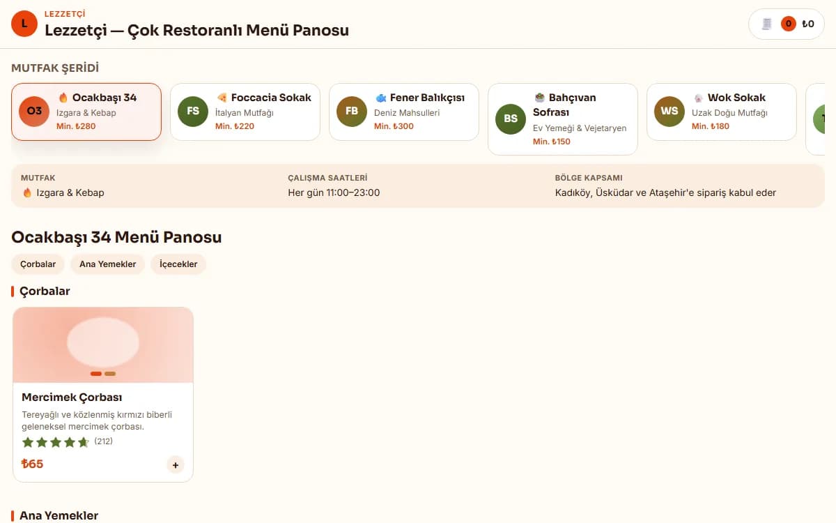 Yemek Sipariş — Online Restoran Platformu ekran görüntüsü