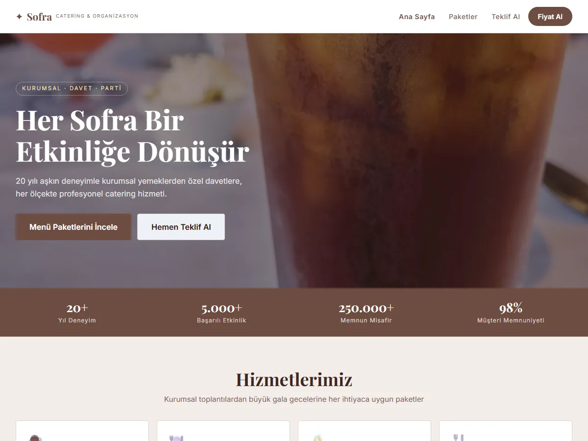Catering & Organizasyon — Etkinlik Yemek Hizmeti ekran görüntüsü