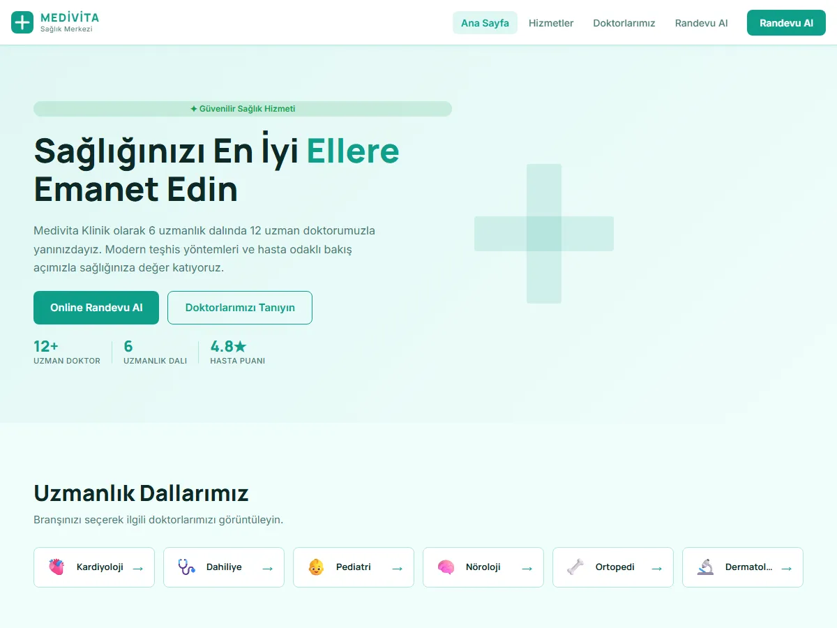 Klinik & Sağlık Merkezi — Poliklinik Sitesi ekran görüntüsü