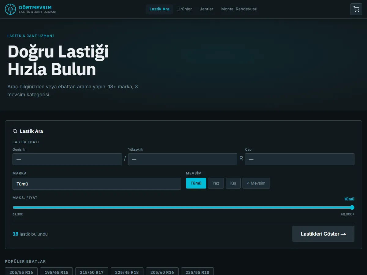 Lastik & Jant — Oto Aksesuar Mağazası ekran görüntüsü