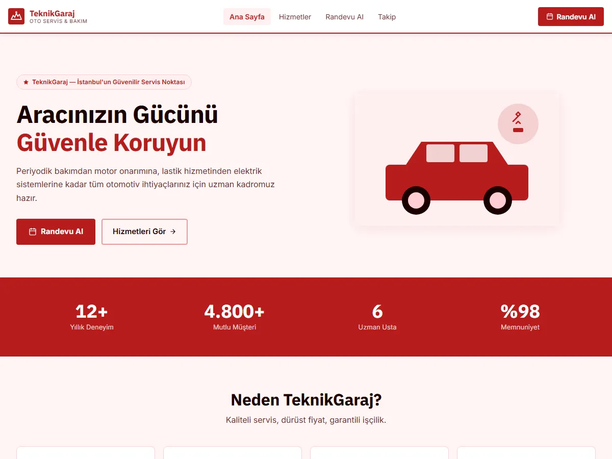 Oto Servis — Araç Bakım & Onarım Randevusu ekran görüntüsü