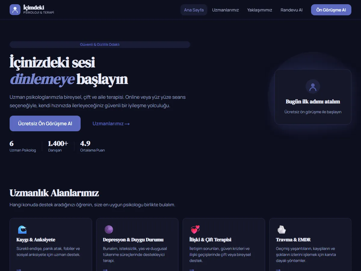 Psikolog & Terapi — Online Ruh Sağlığı ekran görüntüsü