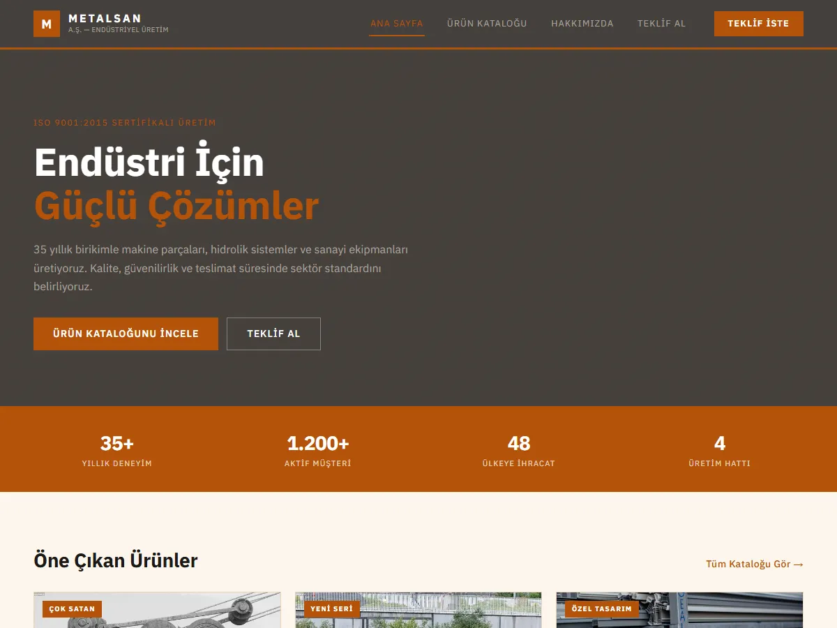 Üretim & Sanayi — Fabrika ve Ürün Kataloğu ekran görüntüsü