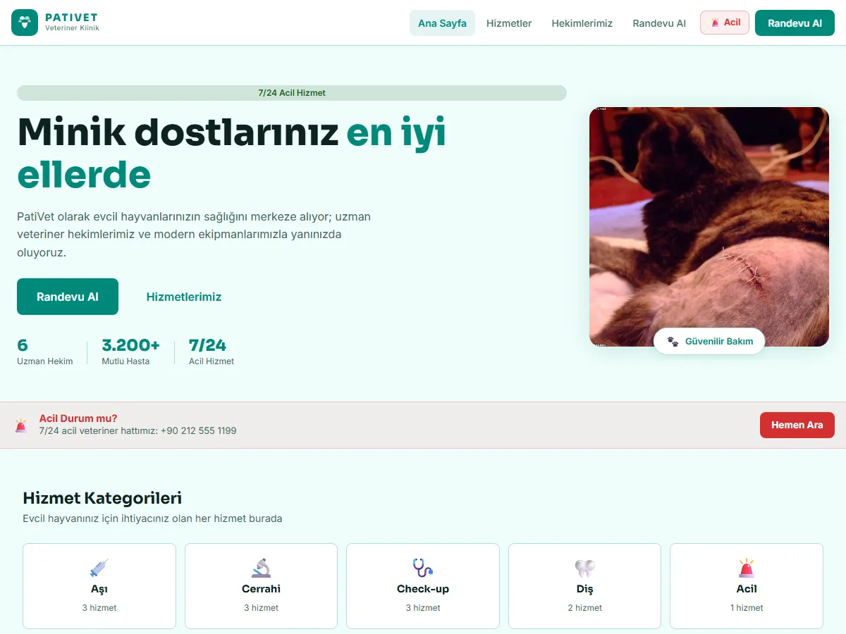 Veteriner Klinik — Evcil Hayvan Sağlığı ekran görüntüsü
